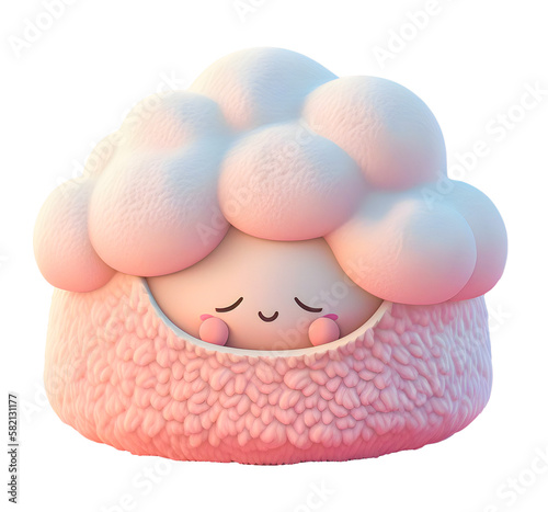 Cute soft fluffy squishmallow kawai sleeping mushroom - generative AI