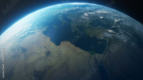 Realistic Earth In The Space 