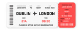 Plane ticket with shadow. Relistic airline boarding pass with shadow - stock vector.