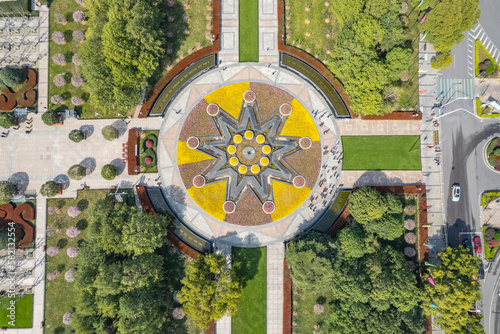 Five-color flag flower bed in Hubei Army Dudufu Mansion, Wuhan, China