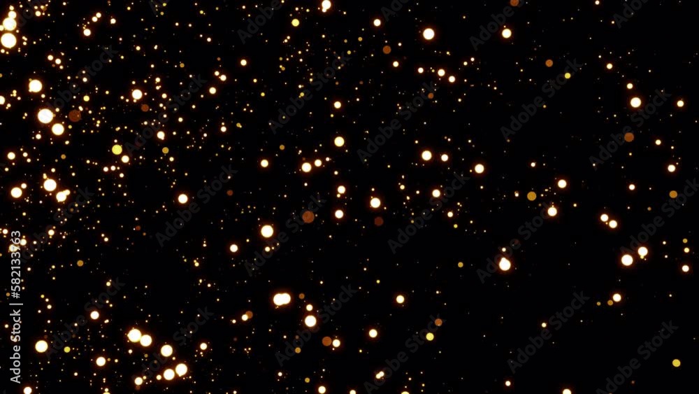Golden bokeh particles glowing transition on alpha background in 4k