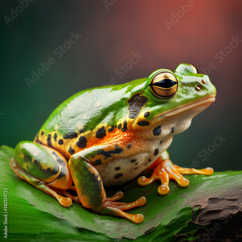 Portrait of a frog. Generative AI.