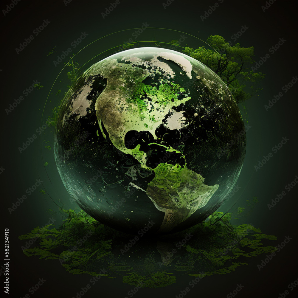 Green and eco earth. Generative AI.