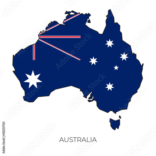 Australia map and flag. Detailed silhouette vector illustration