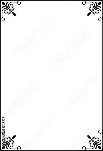 Decorative rectangular black framework. Page decoration. A3, A4 page size.