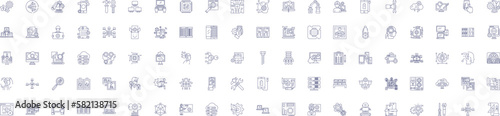 Data line icons signs set. Design collection of Data, Analytics, Analysis, Storage, Records, Collection, Database, Processing outline concept vector illustrations