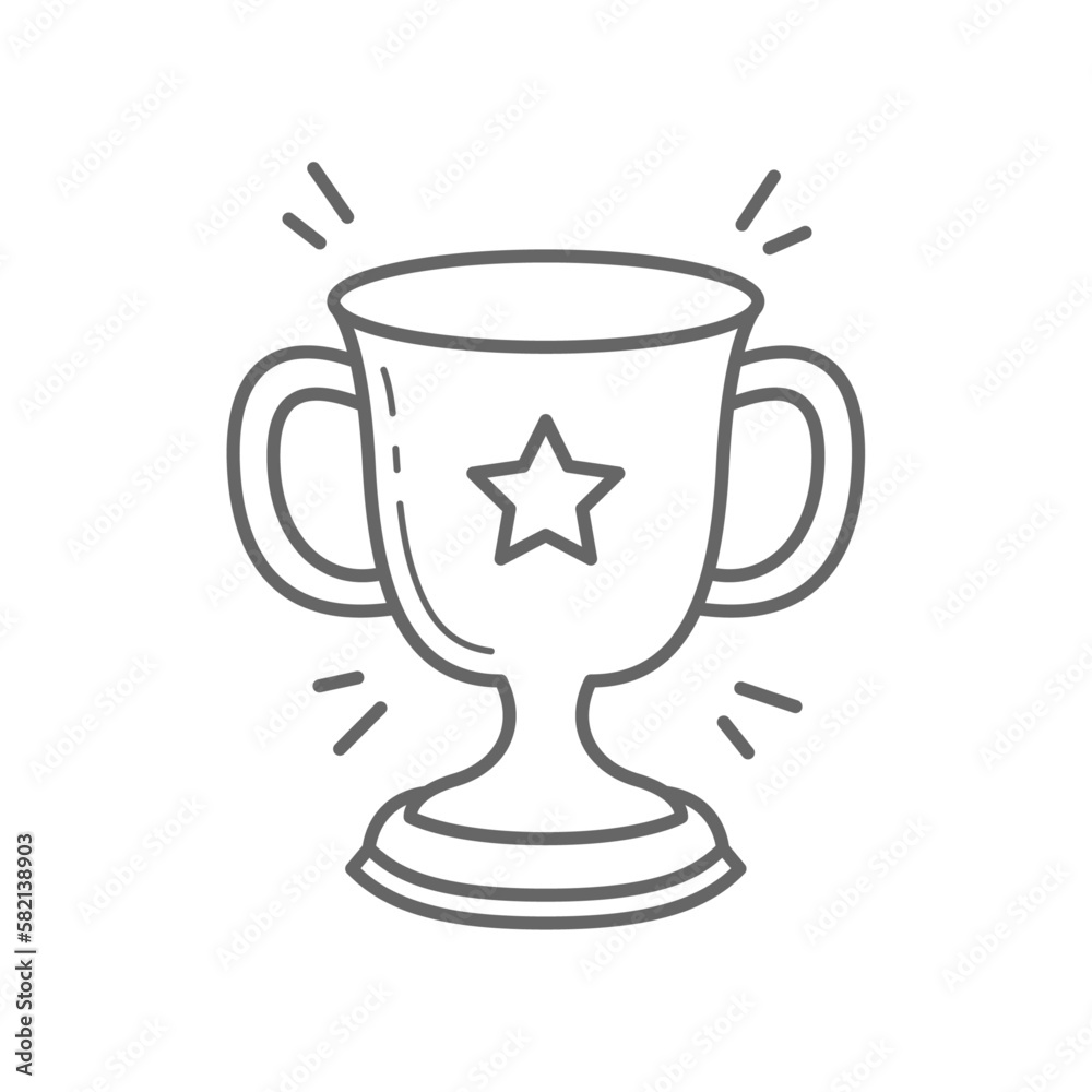 doodle trophy award icon, retro style doodle trophy award icon, retro style