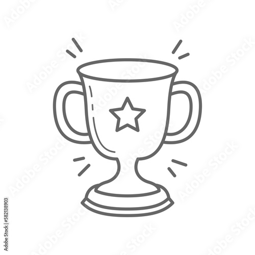 doodle trophy award icon  retro style