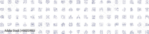 Learning business line icons signs set. Design collection of Business, Learning, Skills, Training, Strategy, Coaching, Growth, Analysis outline concept vector illustrations