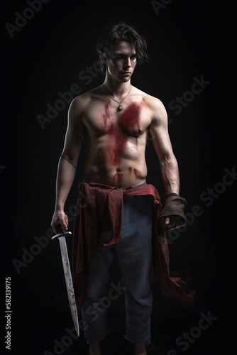 Muscular man with a sword