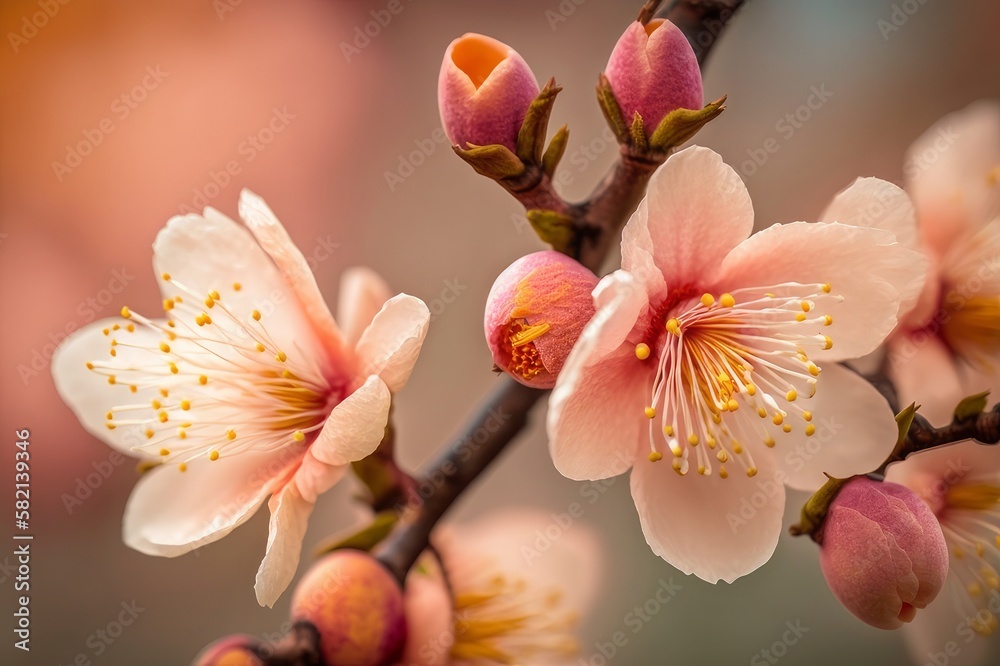 Cherry blossom trees. Spring flowers. Pink flowering trees. Generative AI Cherry blossom trees. Spring flowers. Pink flowering trees. Generative AI