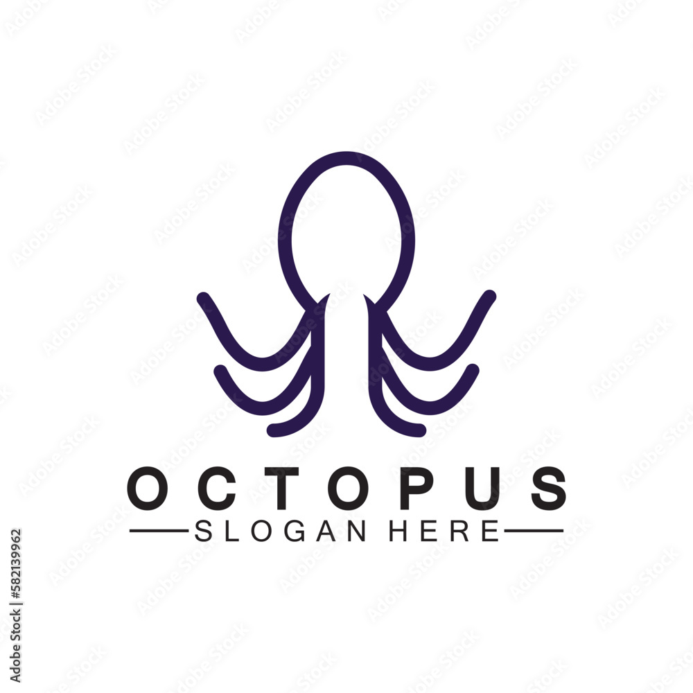 Octopus simple modern line art logo design-vector illustration