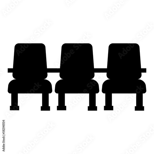 Cinema chair Chairs three icon black color vector illustration image flat style