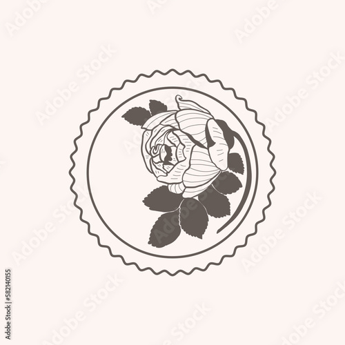 Fototapeta Naklejka Na Ścianę i Meble -  Minimalistic flower graphic sketch drawing, black icon, stamp, trendy tattoo design, floral botanic elements vector illustration.