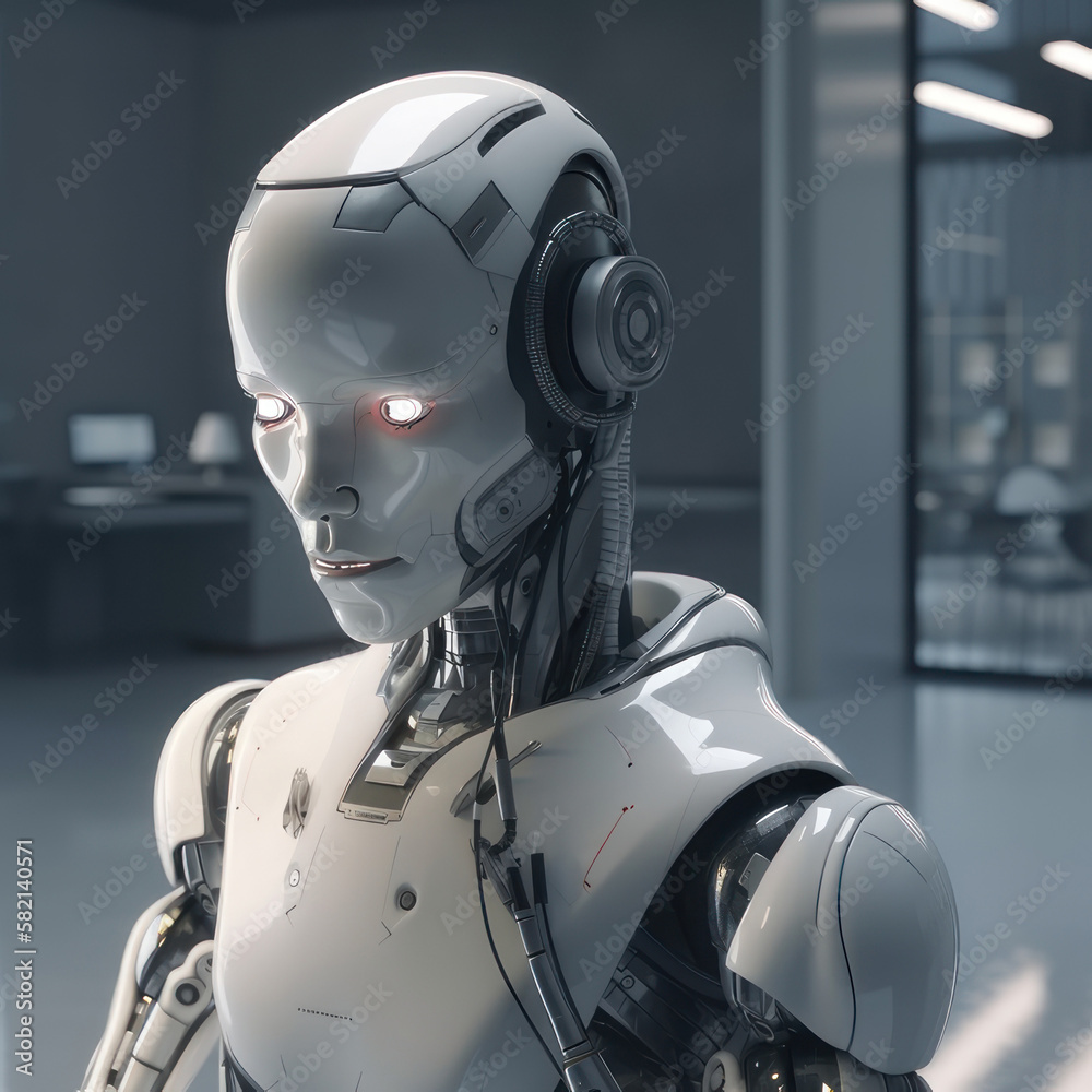 Robot office worker. AI generative. Robot office worker. AI generative.