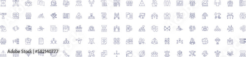 Department line icons signs set. Design collection of Division, Bureau, Office, Section, Unit, Directorate, Agency, Board outline concept vector illustrations