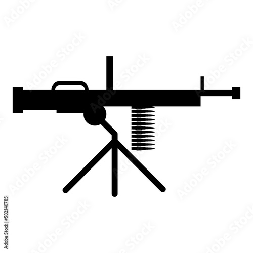 Machine-gun weapon icon black color vector illustration image flat style