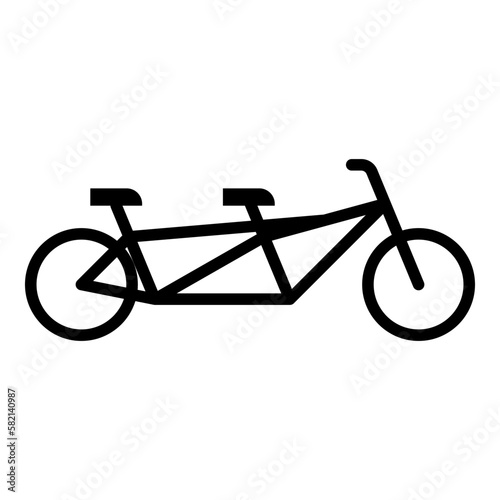 Tandem bicycle bike icon black color vector illustration image flat style