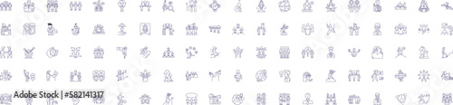 Entrepreneur line icons signs set. Design collection of Enterprising, business, innovator, visionary, aspiring, self employed, start up, freelancer outline concept vector illustrations