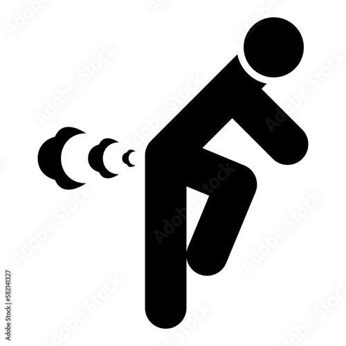 Man farts break wind farting bloating gas cloud stench bad smell flatulency icon black color vector illustration image flat style