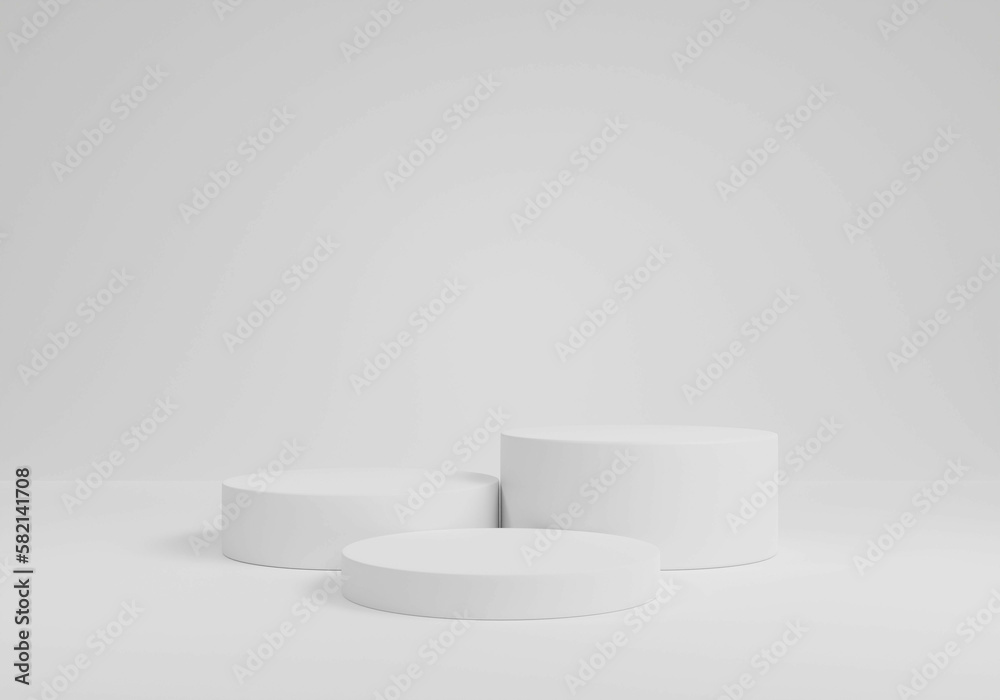 Stand Minimal mockup for presentation.Abstract white background concept and white stone texture.Geometric platform show cosmetic product.3D display podium on white background.Stage showcase.3D render
