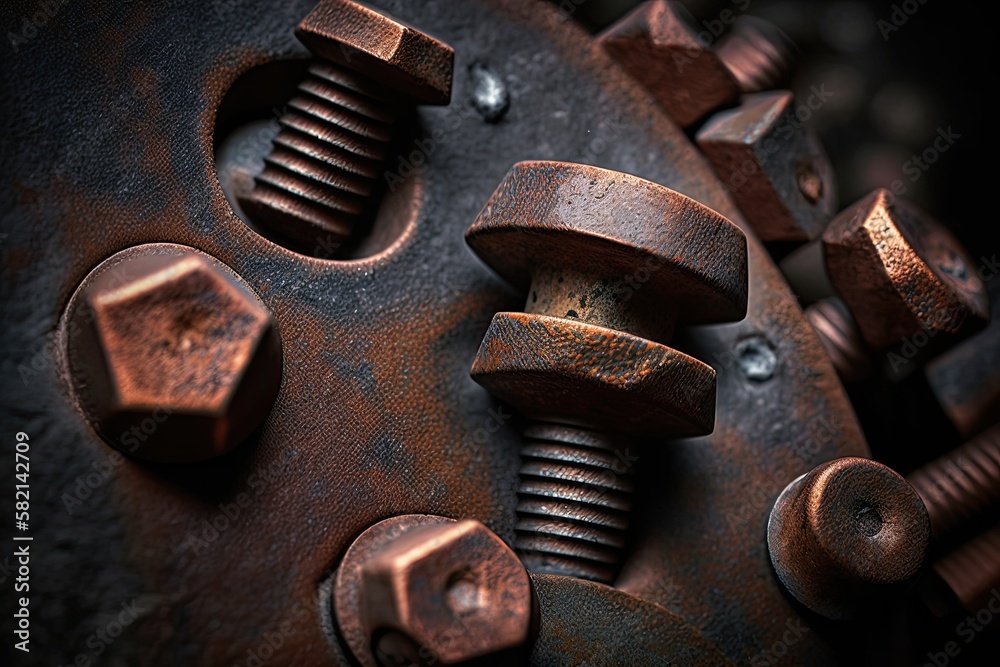 Macro shot of a rusted metal surface, showcasing its texture and colors. Generated by AI. Macro shot of a rusted metal surface, showcasing its texture and colors. Generated by AI.
