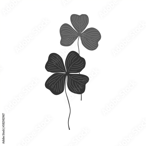 Fototapeta Naklejka Na Ścianę i Meble -  Cartoon doodle simple composition of two clover leaves. Vector isolated illustration.