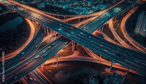 Expressway top view, Road traffic an important infrastructure in Thailand