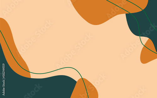 Abstract modern background with colored shapes and line art. Trendy fashion template with geometric elements. Hand drawn textures vector background suitable for social media, mobile app, advertising.