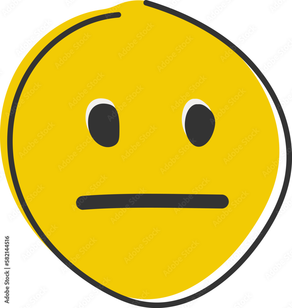 Expressionless emoji. Straight face, emoticon with neutral line eyes and mouth. Hand drawn, flat style emoticon. Expressionless emoji. Straight face, emoticon with neutral line eyes and mouth. Hand drawn, flat style emoticon.