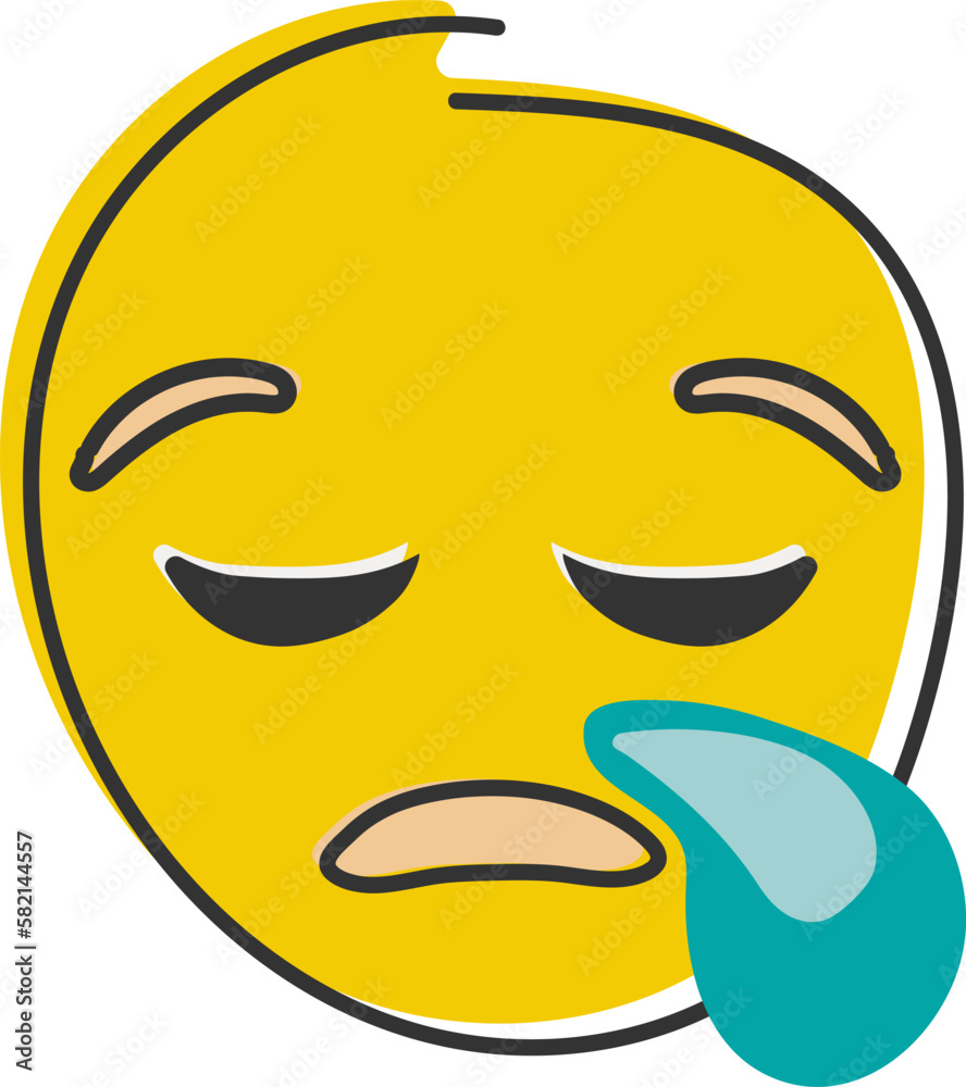 Crying emoji. Sad emoticon face with tear drop. Hand drawn, flat style emoticon. Crying emoji. Sad emoticon face with tear drop. Hand drawn, flat style emoticon.