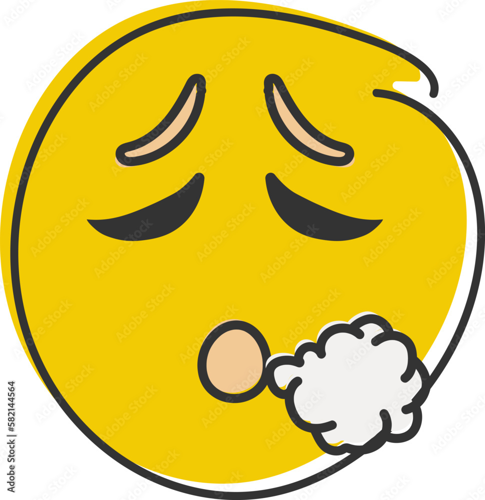 Single emoji icon. Fun icon. Emoticon.Emoji exhaling steam. Hand drawn, flat style emoticon. Single emoji icon. Fun icon. Emoticon.Emoji exhaling steam. Hand drawn, flat style emoticon.