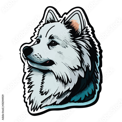 Samoyed Laika Flat Icon Isolated On White Background