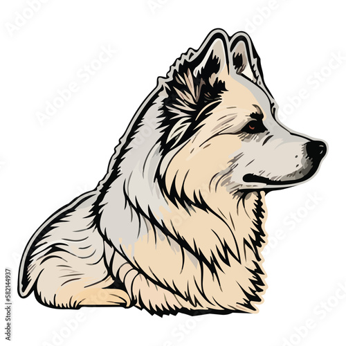 Samoyed Laika Flat Icon Isolated On White Background