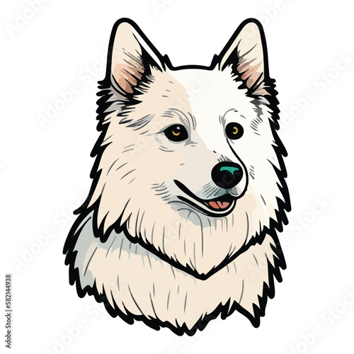 Samoyed Laika Flat Icon Isolated On White Background