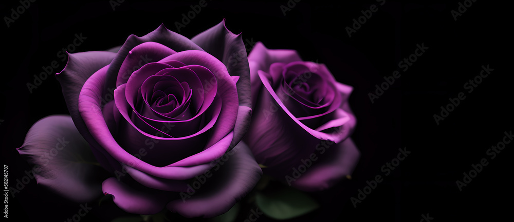 Purple roses isolated on black background. Generative Ai Purple roses isolated on black background. Generative Ai
