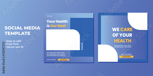 Medical healthcare service social media post template design. Hospital, doctor, clinic and dentist health business promotion flyer poster.