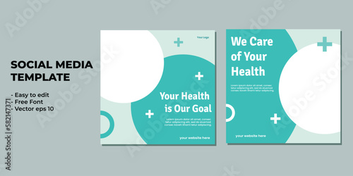 Medical healthcare service social media post template design. Hospital, doctor, clinic and dentist health business promotion flyer poster.