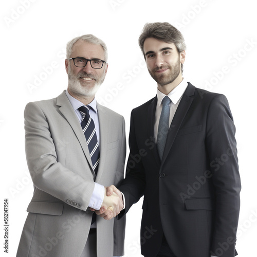 genrative ai Two business men shaking hands ganerative ai model transparent background