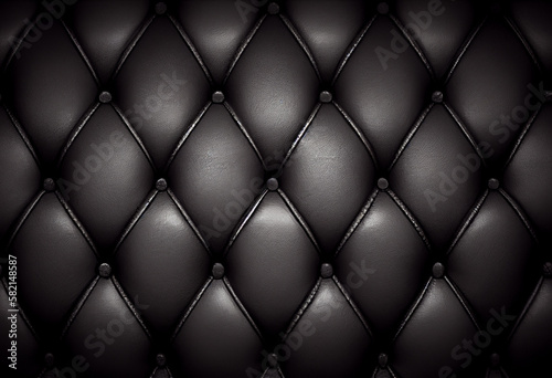 Black luxury smooth shiny leather capitone background texture, for wallpaper or header. © Artofinnovation