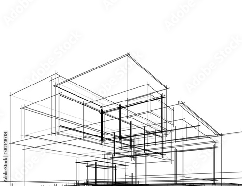 architectural sketch of a house