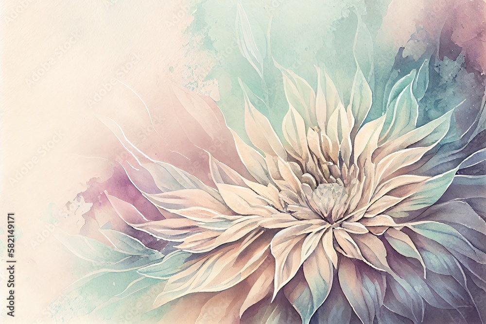 Obraz premium Watercolor Illustration of a Abstract Flower Background Pastel Color Backdrop Closeup Design. Generative AI