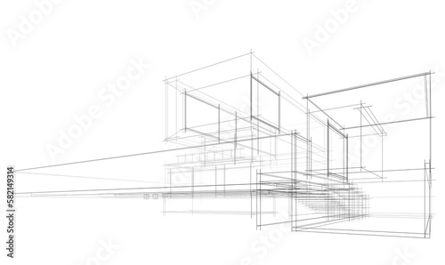 architectural 3d sketch of a house