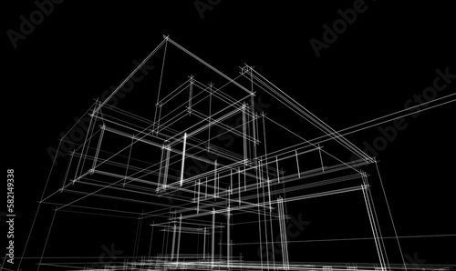 architectural 3d sketch of a house