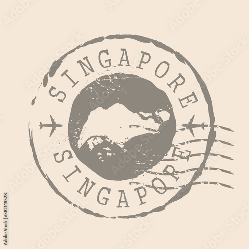 Stamp Postal of Singapore. Map Silhouette rubber Seal.  Design Retro Travel. Seal of Map Singapore grunge  for your design. EPS10