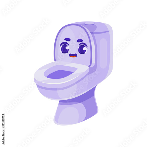 Cute toilet bowl drawing with funny face. Cartoon vector character