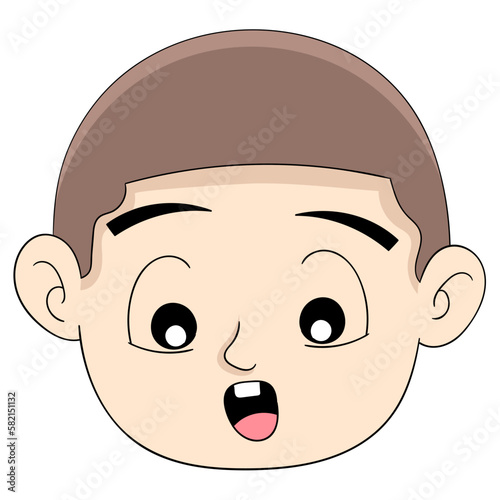 boy head emoticon looking down with gape in surprise