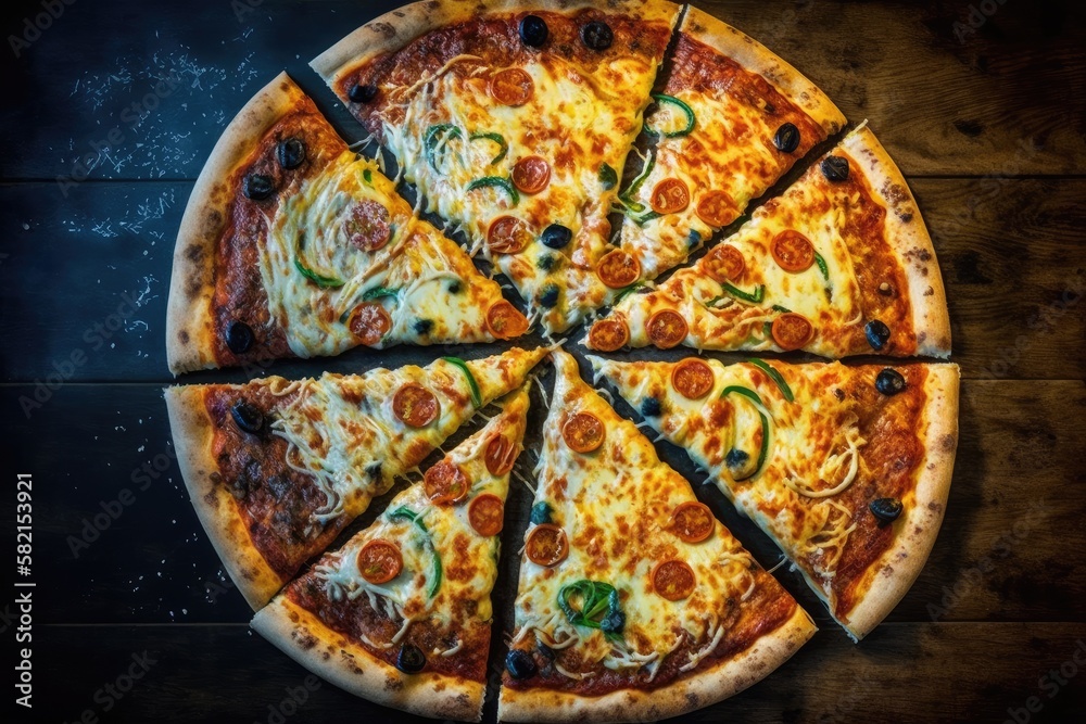 Illustration of a delicious Pizza - Created with Generative ai
