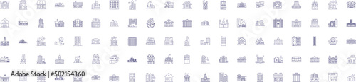 Property market line icons signs set. Design collection of real estate, property, housing, market, investments, sales, homes, prices outline concept vector illustrations