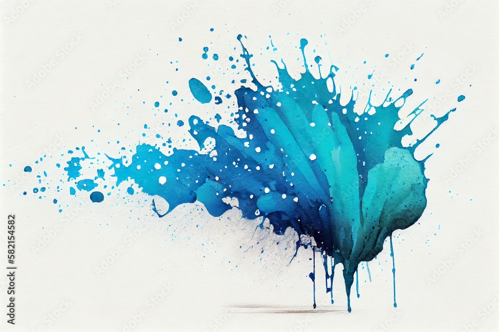 Obraz premium Watercolor Illustration of a Stain Blue Paint Splatter. Generative AI